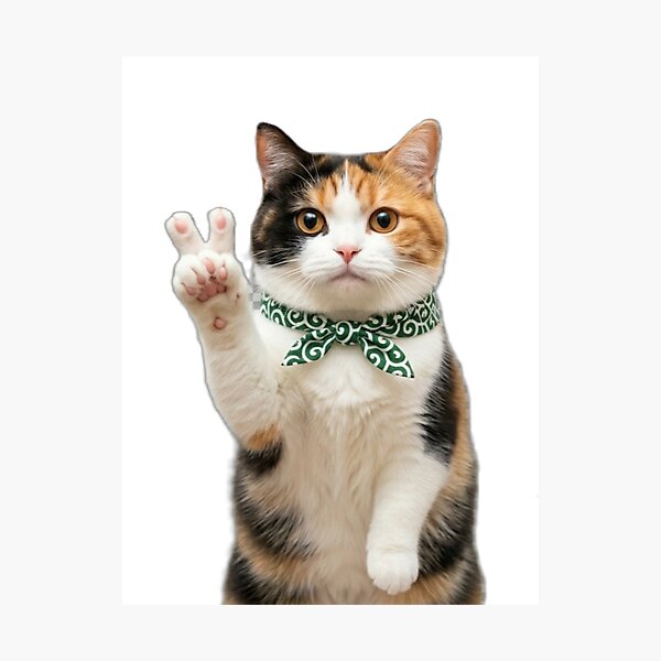 Item preview, Japanese Lucky Cat - Peace Sign Calico designed and sold by SakuraMarket26.