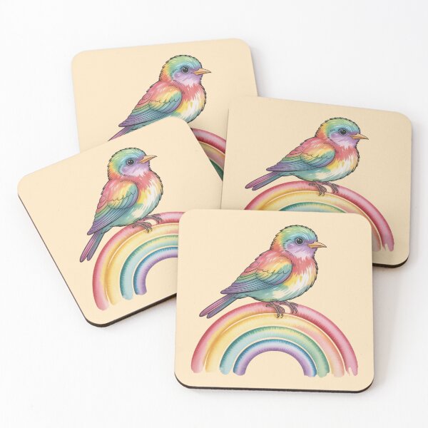 Item preview, Rainbow bird perched on a watercolor rainbow arc designed and sold by 123ks.