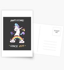 Awesome Since 2011 - Dabbing Unicorn - 7th Birtday Postcards