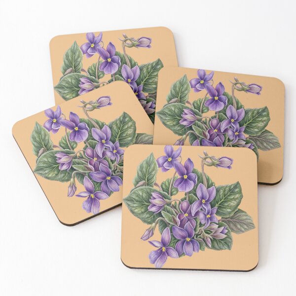 Item preview, Copy of African violets on orange designed and sold by Faerieglen.