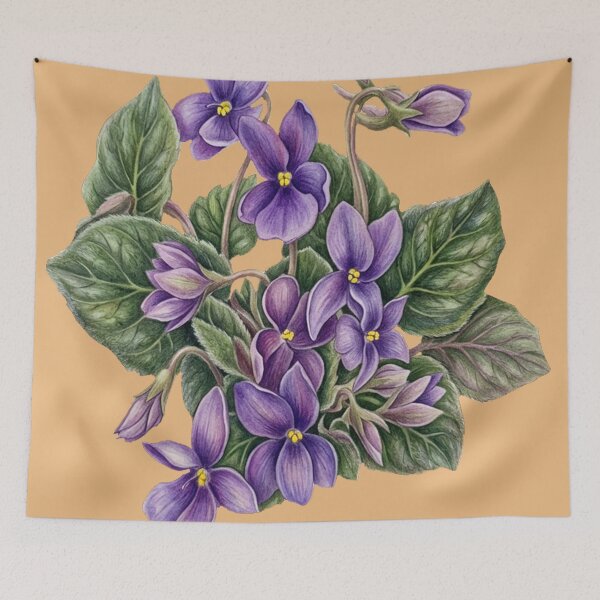 Item preview, Copy of African violets on orange designed and sold by Faerieglen.