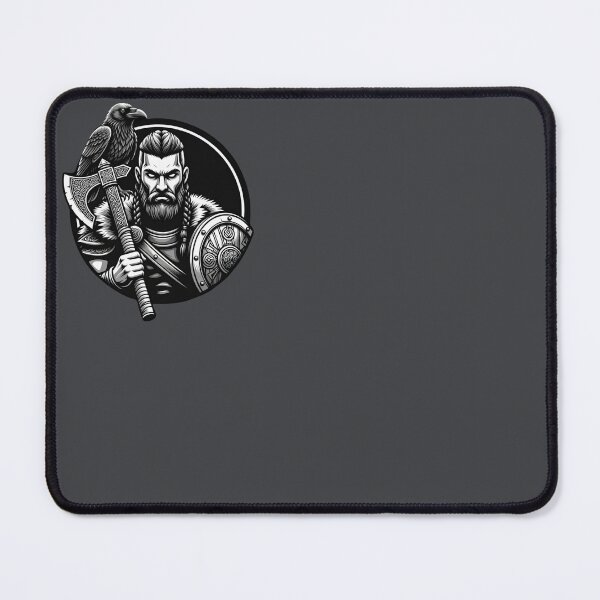 Item preview, Black and White Viking Warrior with Raven – Norse Emblem designed and sold by SilentPowerArt.