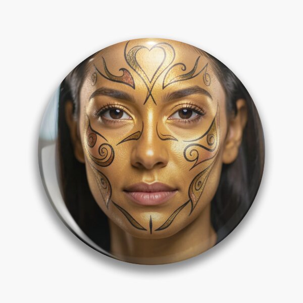 Item preview, Golden painted portrait with ornamental face art and soft bokeh lights designed and sold by FotoworldEdel.