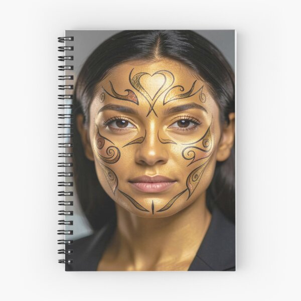 Item preview, Golden painted portrait with ornamental face art and soft bokeh lights designed and sold by FotoworldEdel.