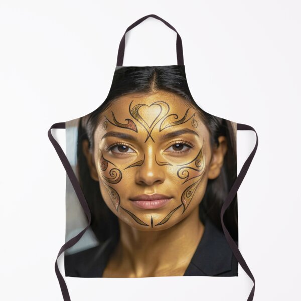 Item preview, Golden painted portrait with ornamental face art and soft bokeh lights designed and sold by FotoworldEdel.