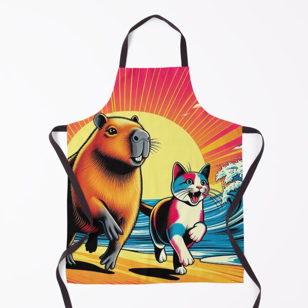 Item preview, Capybara and Cat – Pop Art Beach Run designed and sold by Dogandesighn.