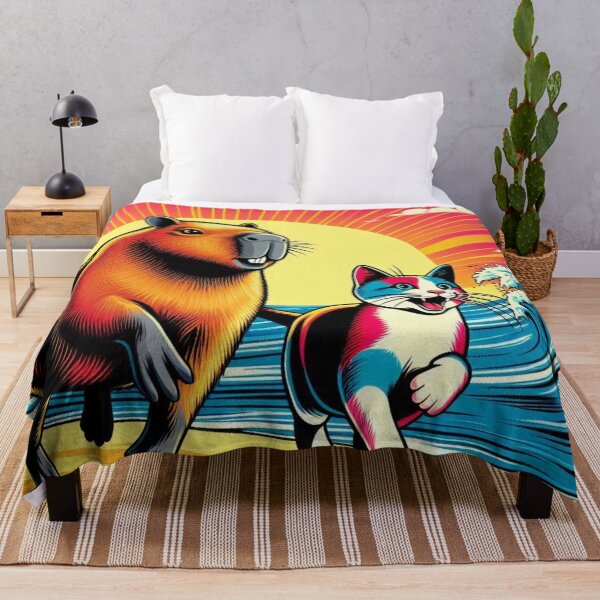 Item preview, Capybara and Cat – Pop Art Beach Run designed and sold by Dogandesighn.