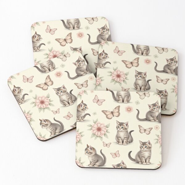 Item preview, Charming Kitten and Floral Pattern designed and sold by Mary Spencer.