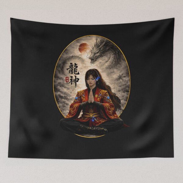 Artikelvorschau, Ryujin-Drachengott-Meditation unter dem roten Mond entworfen und verkauft von Dragon-Samurai.