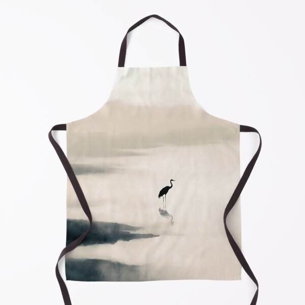 Item preview, Minimalist Japanese Landscape Print | Distant Crane in Mist | Sumi-e Wall Art | Wabi-Sabi Decor designed and sold by yugenprint.