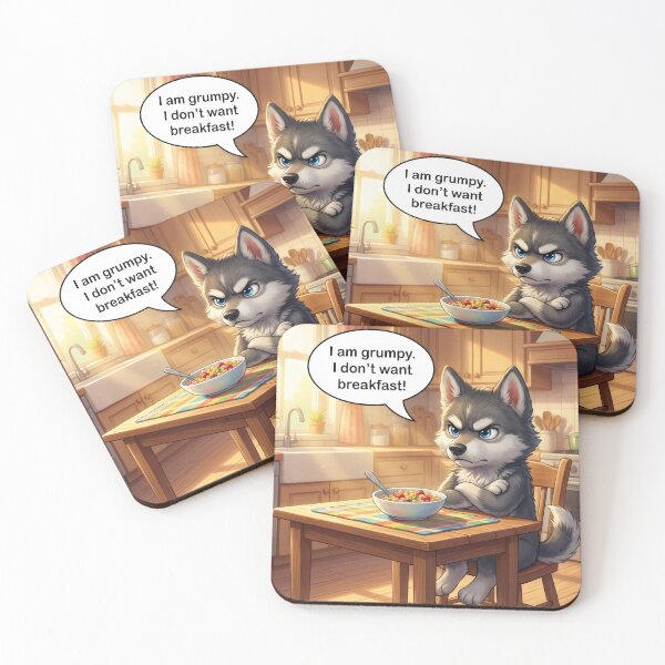 Item preview, Little Husky's morning sulk. designed and sold by MyHappyArtShop.