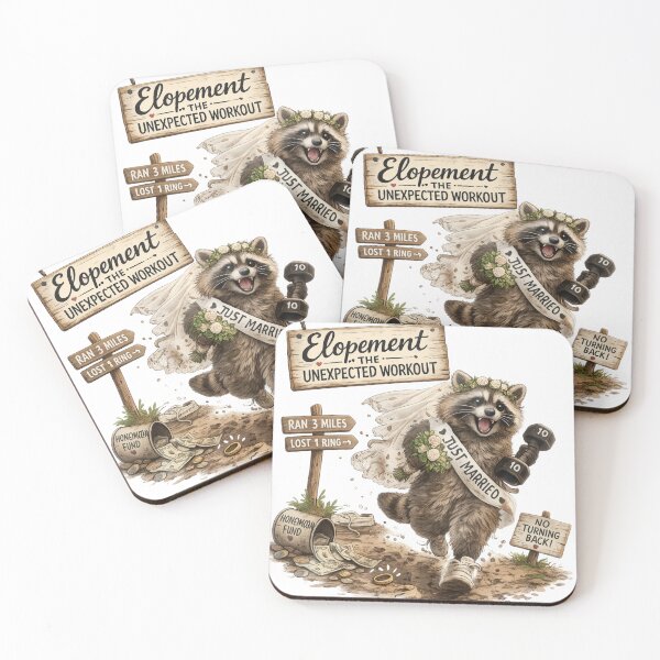 Item preview, Elopement The Unexpected Workout Raccoon designed and sold by madebysiwa.