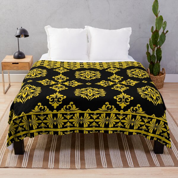 Item preview, Luxury Gold and Black Damask Floral Border Pattern designed and sold by NM-Beyond.
