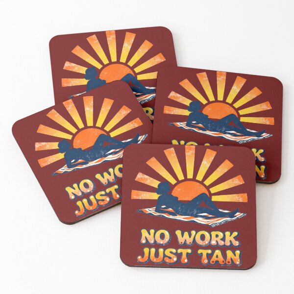 Item preview, No Work Just Tan – Funny Summer Vacation T-Shirt with Retro Sunset Beach Design designed and sold by Maximilianos.
