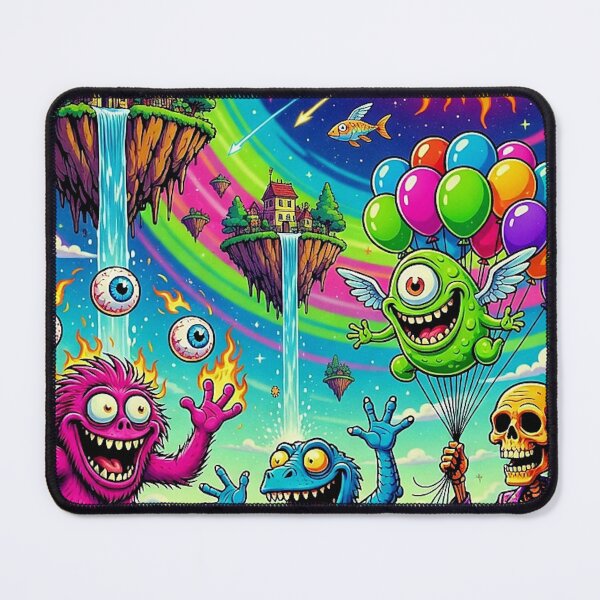 Item preview, Psychedelic Chaos Party - Flaming Monster, Skeleton & Flying Eyeballs Art designed and sold by David Brookes Digital.