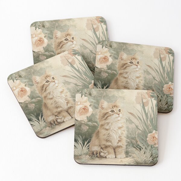 Item preview, Cute Kitten Poster Cottagecore Floral Cat Notebook  designed and sold by ArtFairy38.
