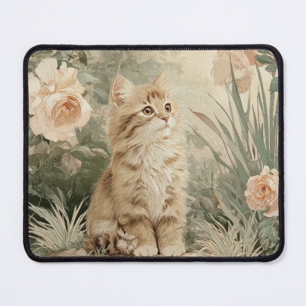 Item preview, Cute Kitten Poster Cottagecore Floral Cat Notebook designed and sold by ArtFairy38.