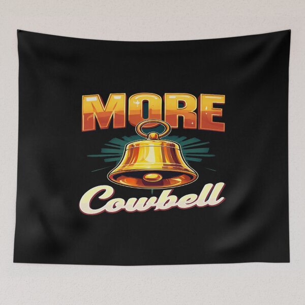 Item preview, More Cowbell Retro Graphic – Shiny Golden Cowbell with Bold Vintage Typography designed and sold by Bright Nest Studio.