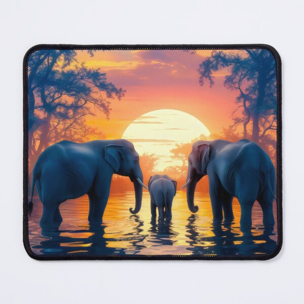 Item preview, Elephants at sunset. designed and sold by MyHappyArtShop.