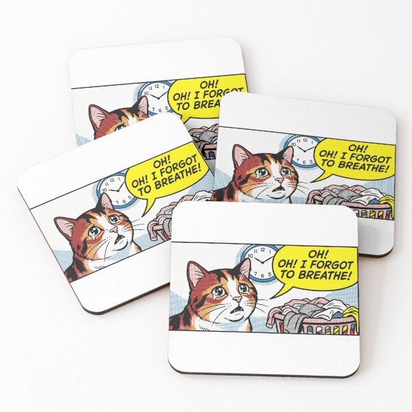Item preview, Oh! I Forgot to Breathe! Retro Pop Art Cat Comic designed and sold by Paws And Pause.