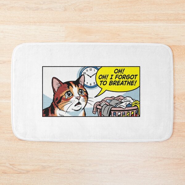 Item preview, Oh! I Forgot to Breathe! Retro Pop Art Cat Comic designed and sold by Paws And Pause.