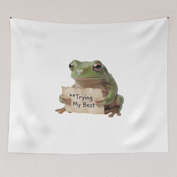 Item preview, Trying My Best - Relatable Funny Frog Mental Health Meme designed and sold by Arts Paradise.