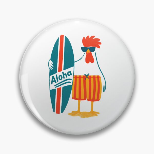 Item preview, Surfing Rooster Aloha — Funny Summer Chicken with Surfboard Illustration designed and sold by Colorful-Garden.