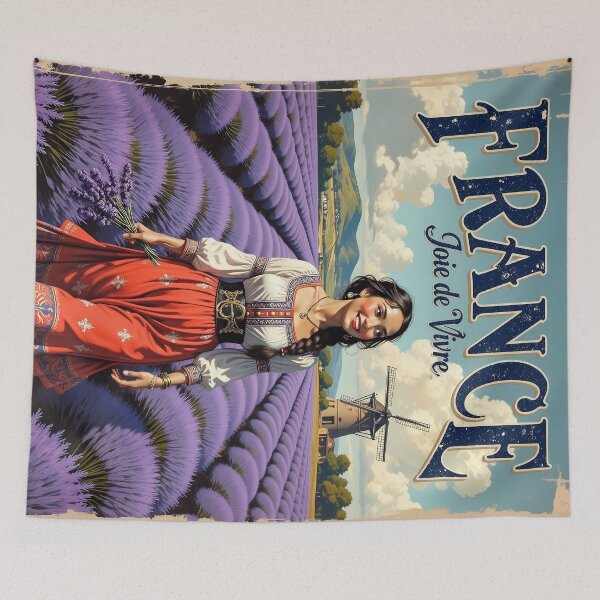 Item preview, France Joie De Vivre Lavender Fields Vintage Poster designed and sold by BorgSpareParts.