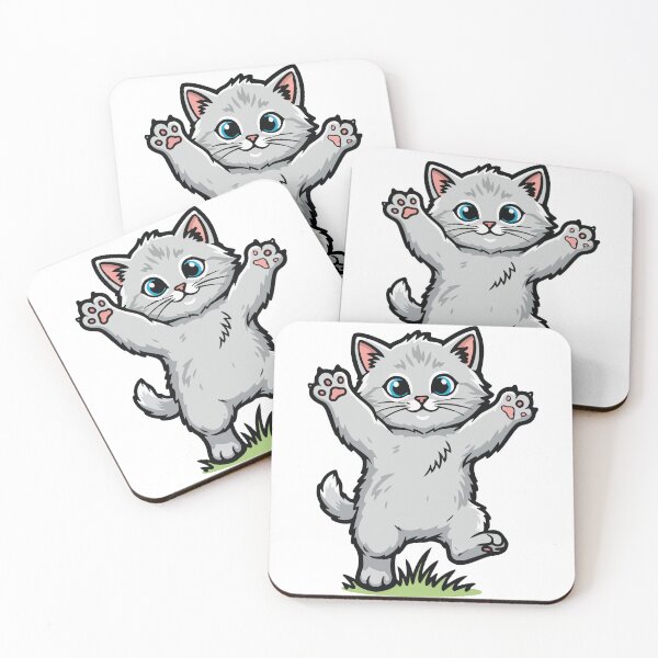 Item preview, Happy Grey Kitten with Paws in the Air - Fun Portrait designed and sold by PixelStudioBe.