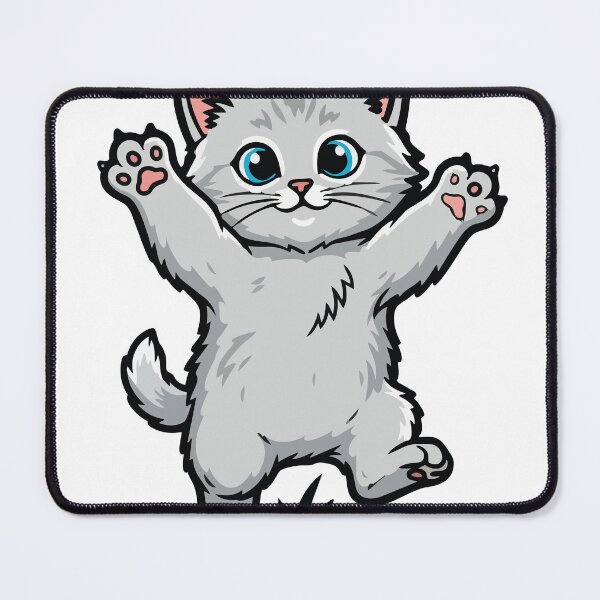 Item preview, Happy Grey Kitten with Paws in the Air - Fun Portrait designed and sold by PixelStudioBe.