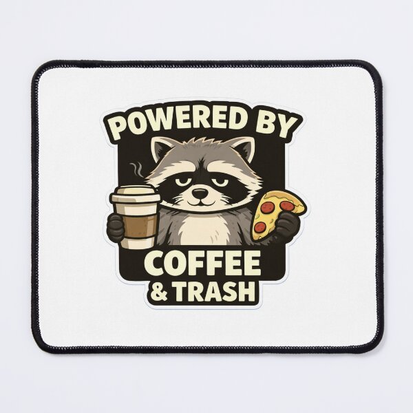 Item preview, Powered by Coffee and Trash Raccoon Funny Meme Coffee Lover Shirt designed and sold by piotr_chojnacki_art.