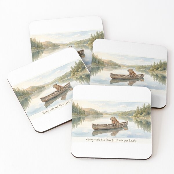 Item preview, Going With The Flow | Chill Capybara Canoe Watercolor Art designed and sold by Paws And Pause.