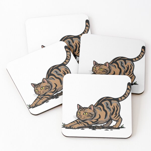 Item preview, Brown Tabby Cat Stretching Dynamic Portrait designed and sold by PixelStudioBe.