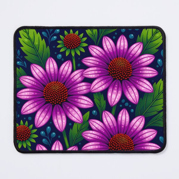 Item preview, Echinacea flowers covered in water droplets, backdrop of dark green leaves. designed and sold by Ponted.