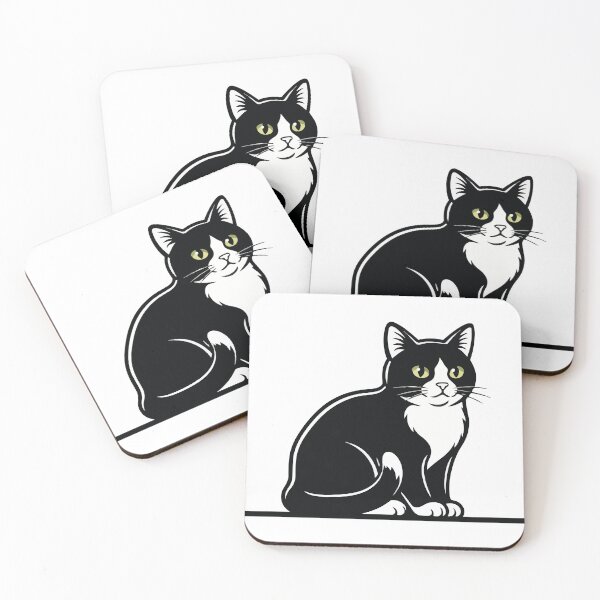 Item preview, Black and White Tuxedo Cat Elegant Sitting Portrait designed and sold by PixelStudioBe.