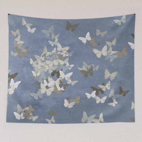 Item preview, Wabi-Sabi Butterflies on Soft Blue Background – Calm Home Decor Design designed and sold by artstudionadja.