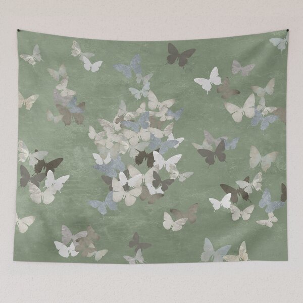 Item preview, Wabi-Sabi Butterflies on Sage Green Background – Calm Home Decor Design designed and sold by artstudionadja.
