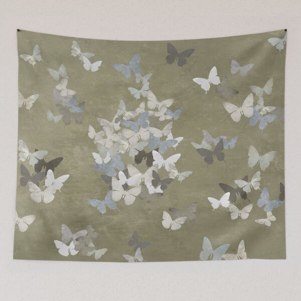 Item preview, Wabi-Sabi Butterflies on Olive Green Background – Calm Home Decor Design designed and sold by artstudionadja.