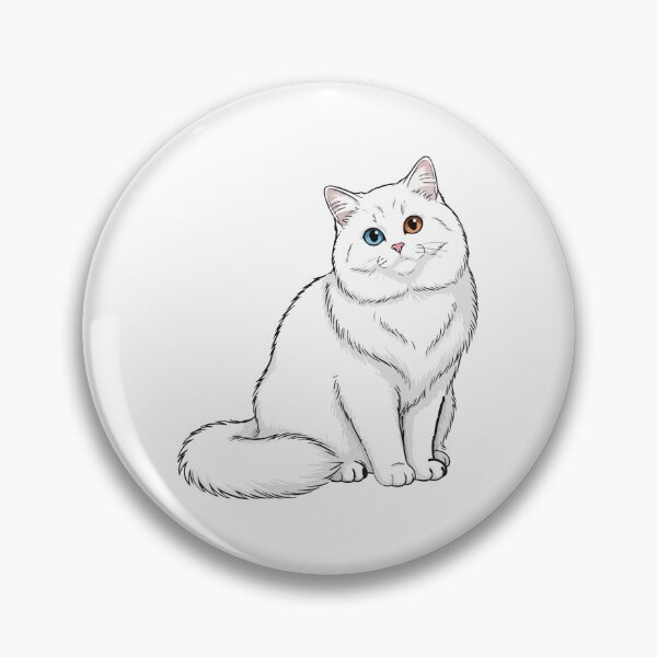 Item preview, White Angora Cat with Heterochromia Eyes - Elegant Portrait designed and sold by PixelStudioBe.