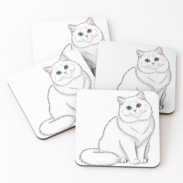 Item preview, White Angora Cat with Heterochromia Eyes - Elegant Portrait designed and sold by PixelStudioBe.