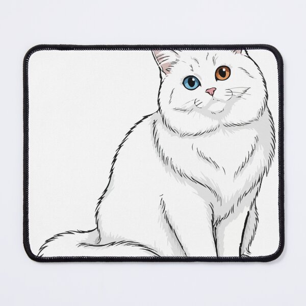 Item preview, White Angora Cat with Heterochromia Eyes - Elegant Portrait designed and sold by PixelStudioBe.