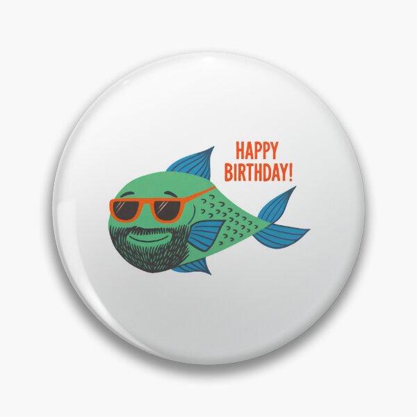 Item preview, Cool Fish Happy Birthday — Funny Bearded Fish Sunglasses Illustration designed and sold by Colorful-Garden.