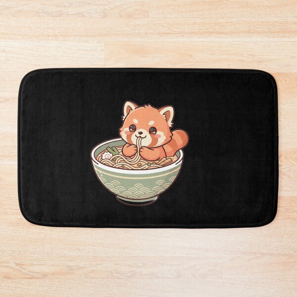 Item preview, Kawaii Red Panda Eating Ramen Noodles - Cute Chibi Bear Bowl designed and sold by Trendora90.