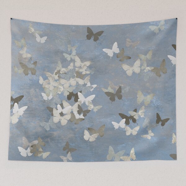 Item preview, Wabi-Sabi Butterflies in Dusty Blue & Grey – Calm Minimal Home Decor designed and sold by artstudionadja.
