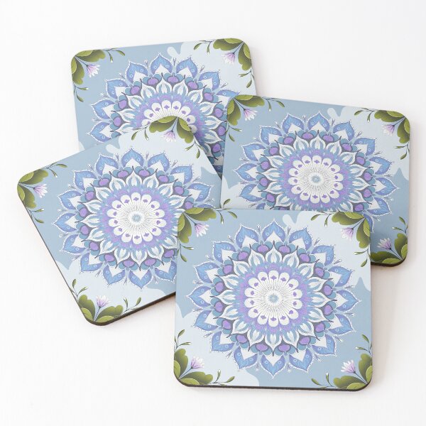 Item preview, mandala on a light blue background.  designed and sold by Lilashakti ⭐️ ⭐️ ⭐️ ⭐️ ⭐️.