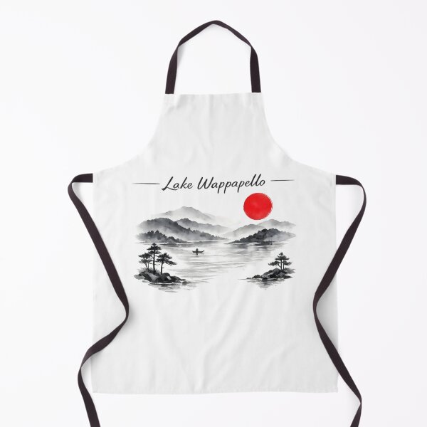 Item preview, Lake Wappapello Japanese Ink Minimalist Mountain Lake Art designed and sold by JessArty ⭐⭐⭐⭐⭐.