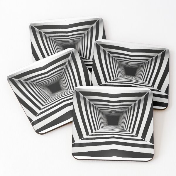 Artikelvorschau, Unendliche geometrische Tunnelillusion in Schwarz-Weiß-Streifen entworfen und verkauft von pinkal.