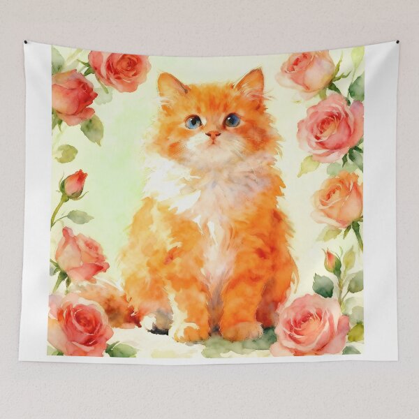 Item preview, Ginger Kitten with Roses designed and sold by Shelley Loewnau-Jones Studio.