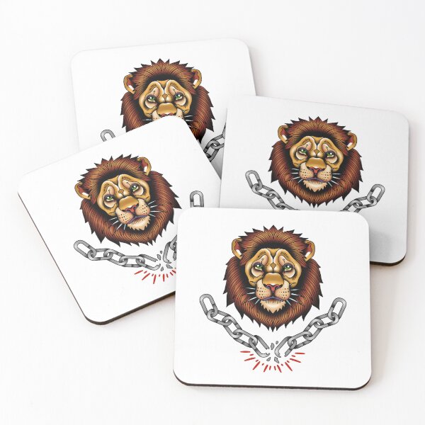 Item preview, Traditional Tattoo Lion Head with Broken Chain – Strength & Freedom Design designed and sold by Krisu444.