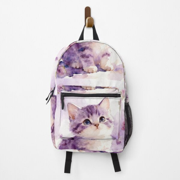 Item preview, Purple Kitten with Roses designed and sold by Shelley Loewnau-Jones Studio.